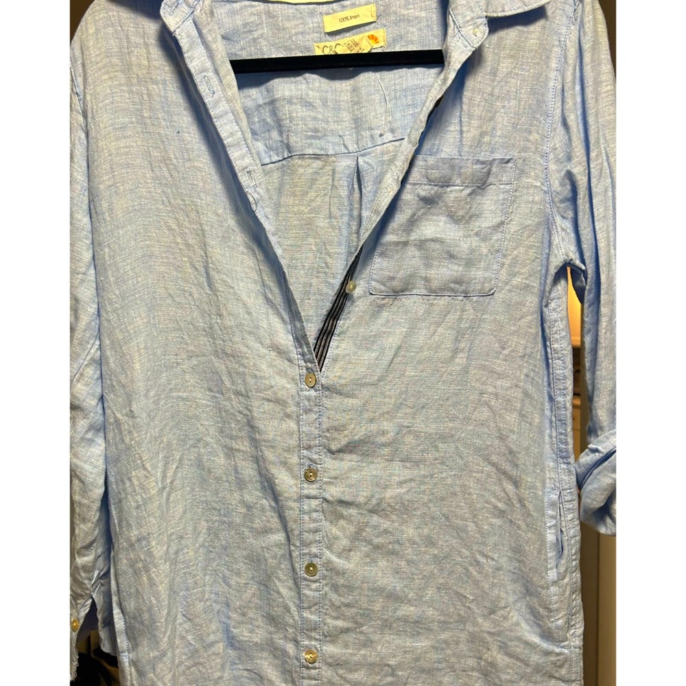 C&C California Linen Blue Chambray Shirt Dress | Size XS - Picture 5 of 6